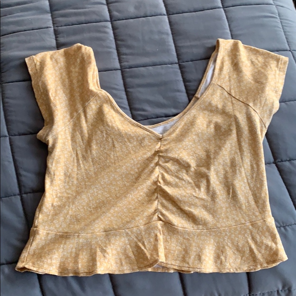 Cropped yellow floral top